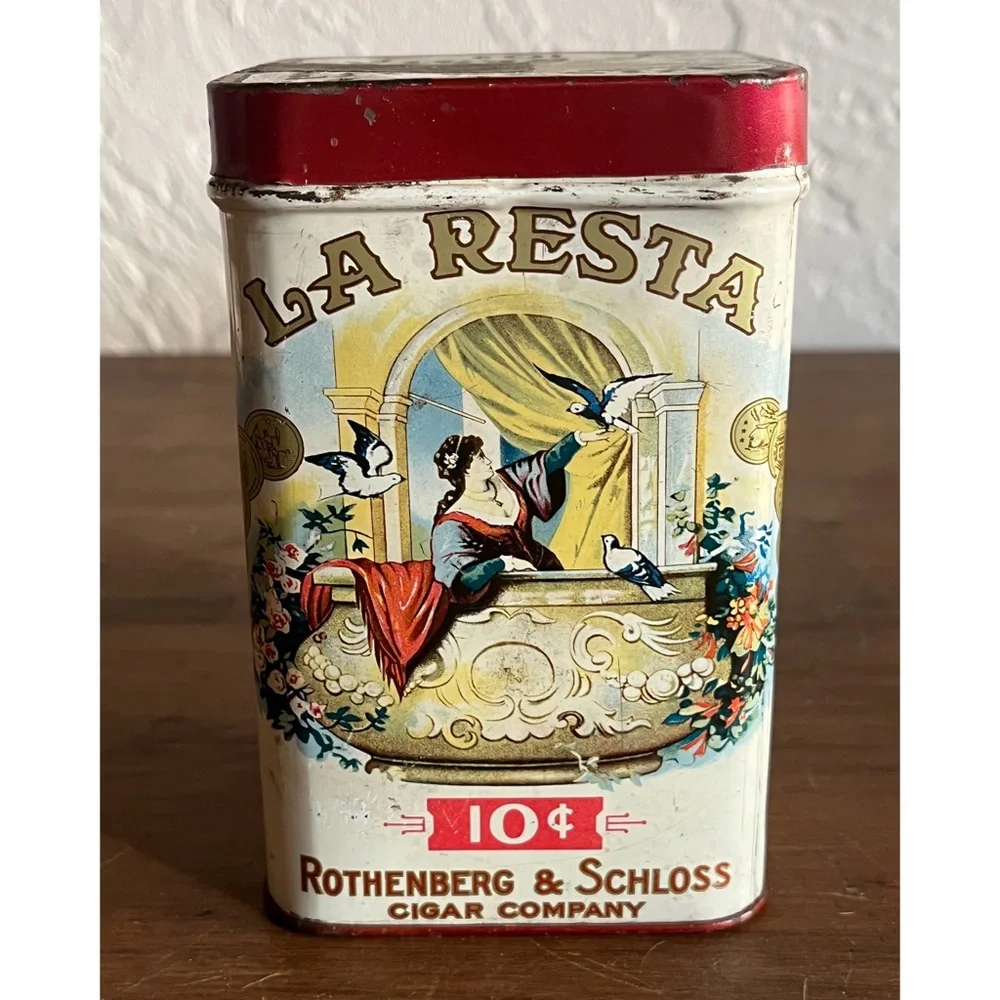 🌹La Resta brand Vintage Rothenberg & Schloss Cigar Tin Box Humidifier Antique🌹 - Picture 5 of 16